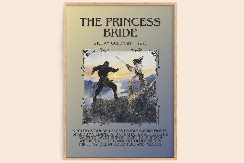 The Princess Bride minimalist book poster by William Goldman – framed literary art print