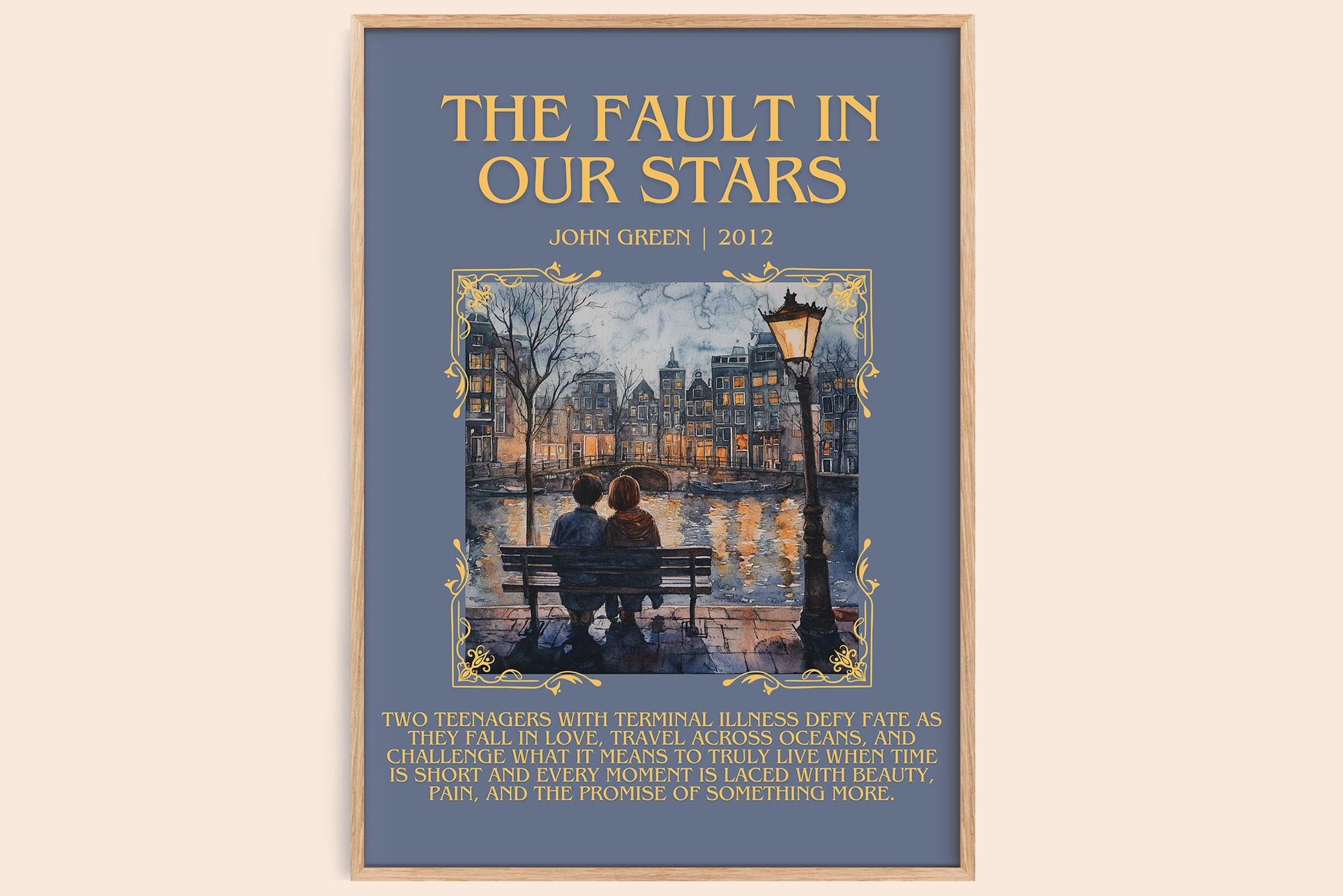 The Fault in Our Stars minimalist book poster by John Green – framed literary art print