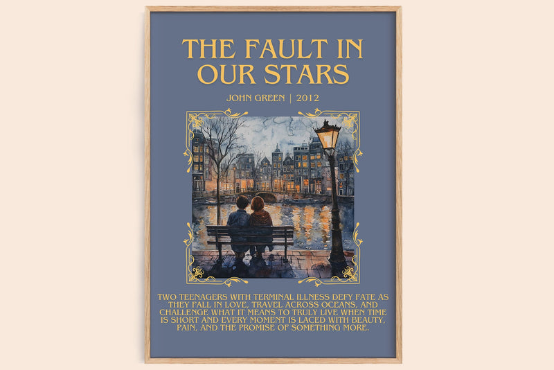 The Fault in Our Stars minimalist book poster by John Green – framed literary art print