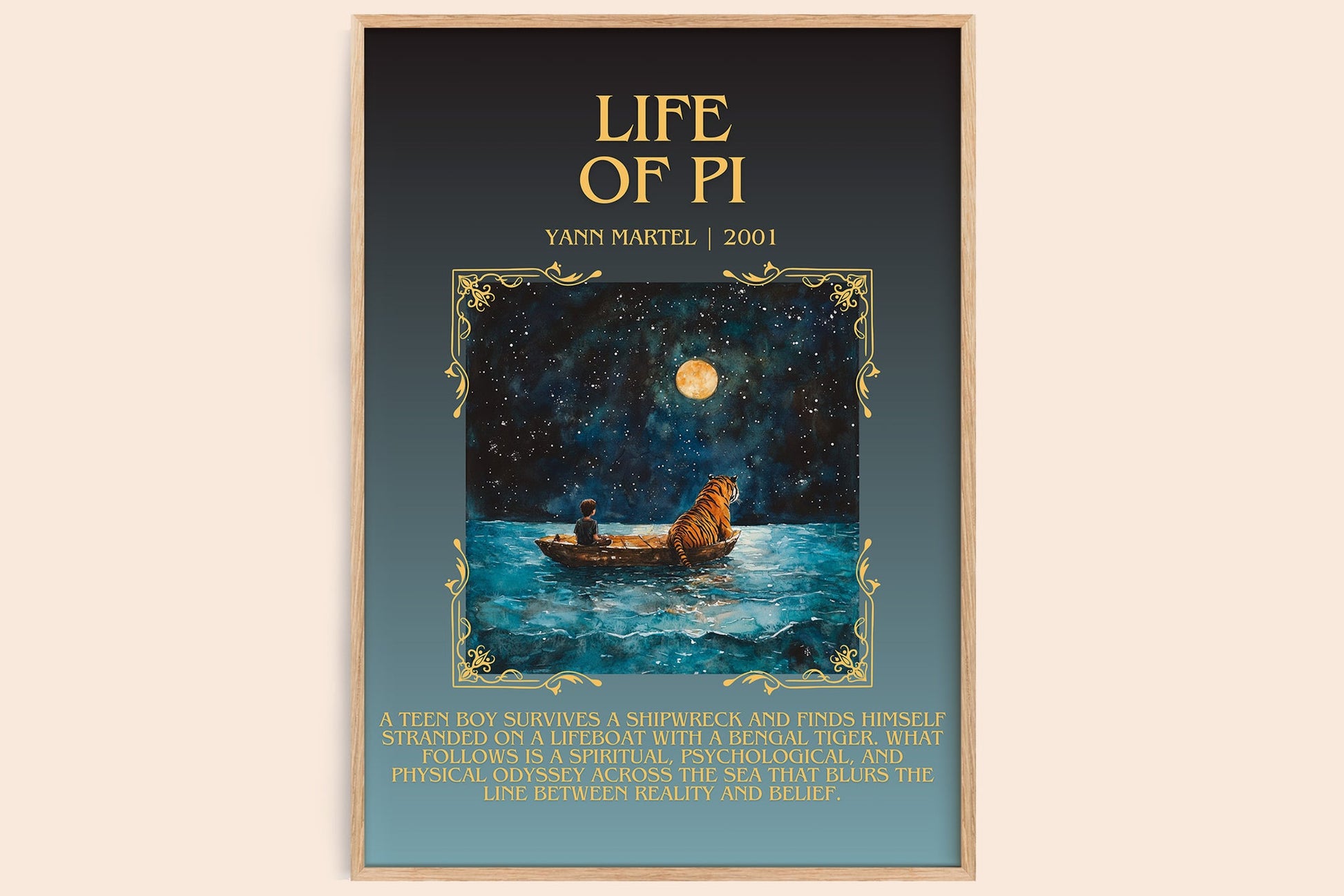 Life of Pi minimalist book poster by Yann Martel – framed literary art print