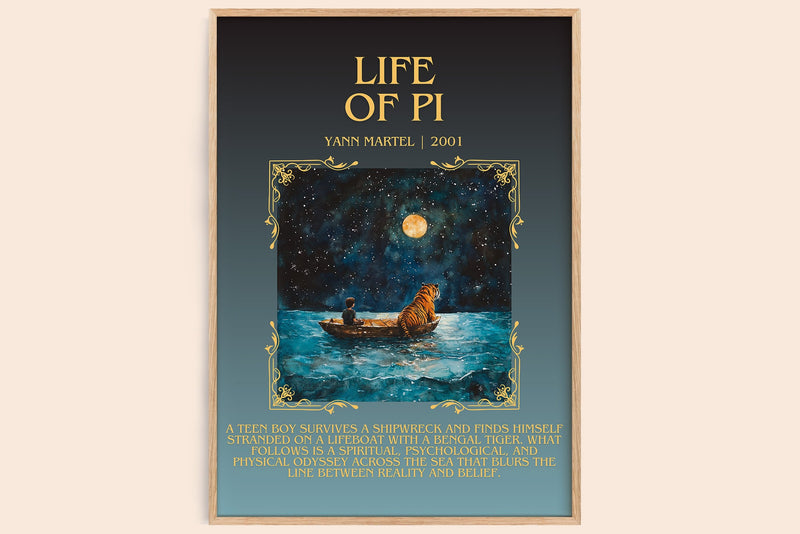Life of Pi minimalist book poster by Yann Martel – framed literary art print