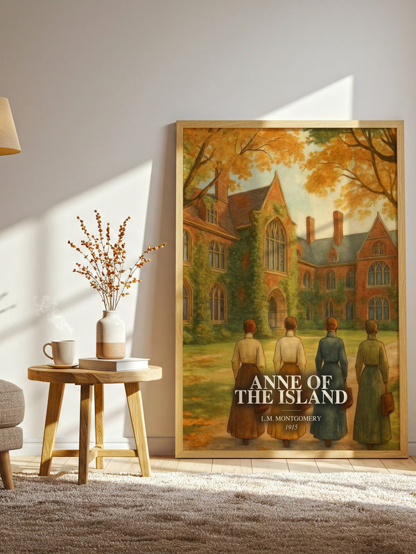 Anne Of The Island watercolour print in frame leaning in hallway – young adult wall art
