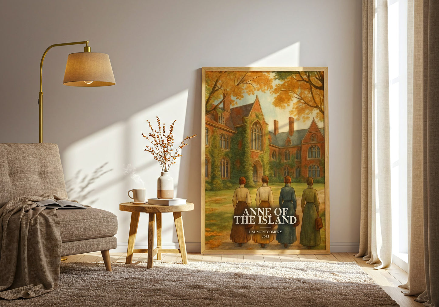 Anne Of The Island watercolour print in frame leaning in hallway – young adult wall art