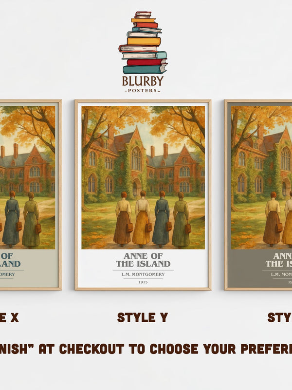 Anne Of The Island book cover print in frame leaning in hallway – young adult wall art
