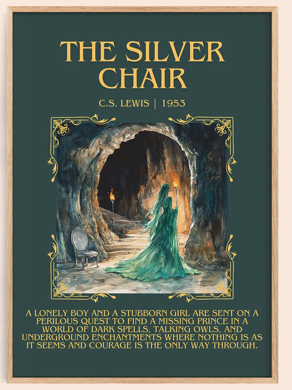 The Silver Chair minimalist book poster by C. S. Lewis – framed literary art print