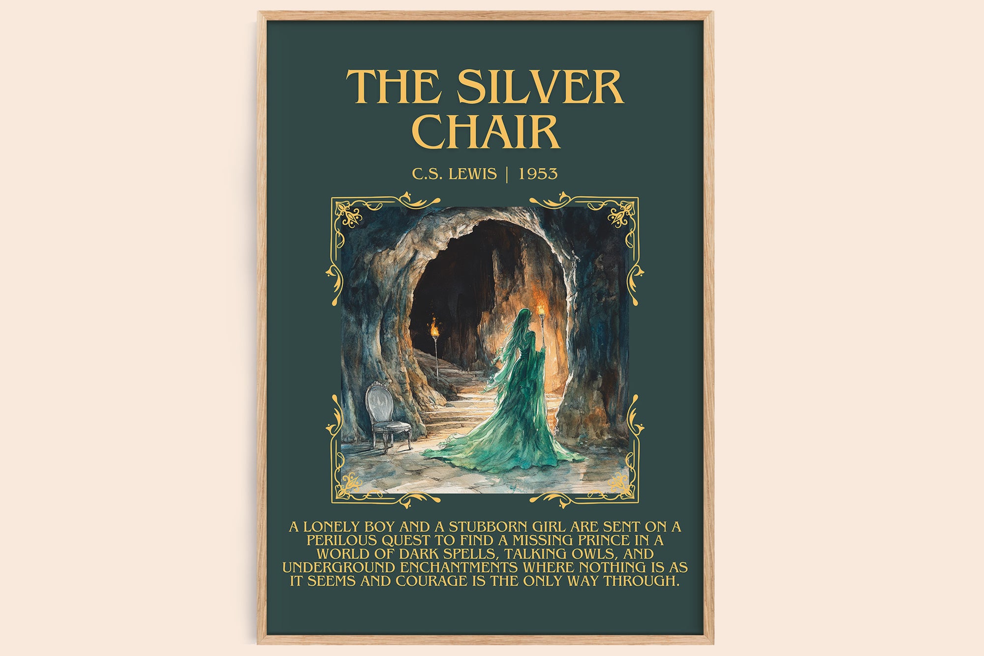 The Silver Chair minimalist book poster by C. S. Lewis – framed literary art print