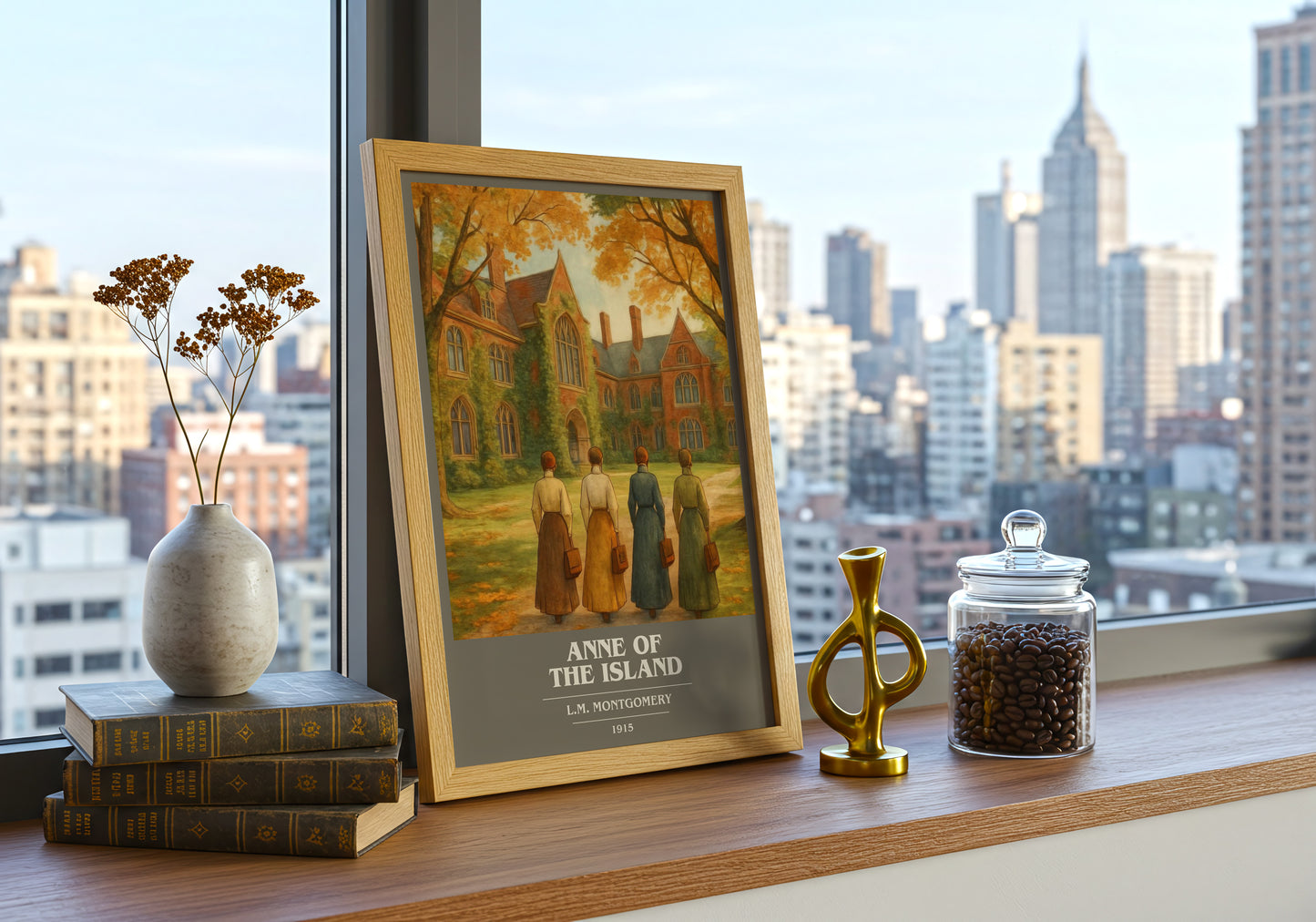 Anne Of The Island book cover print framed by window – literary home decor
