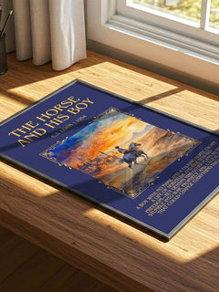 The Horse and his Boy Minimalist Book Poster by C. S. Lewis – print on a sunlit desk