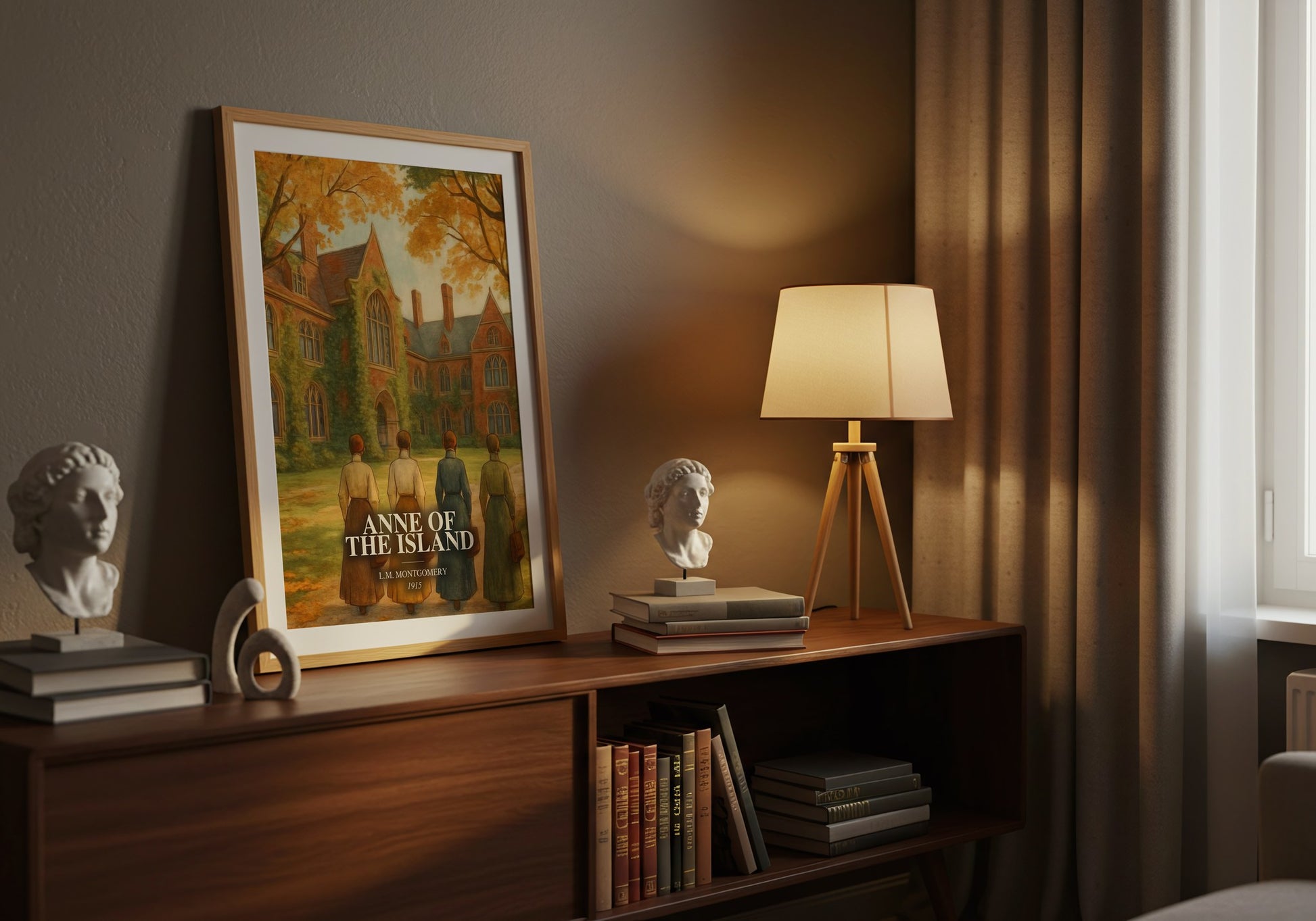 Anne Of The Island watercolour print on bookshelf – L.M. Montgomery fan gift