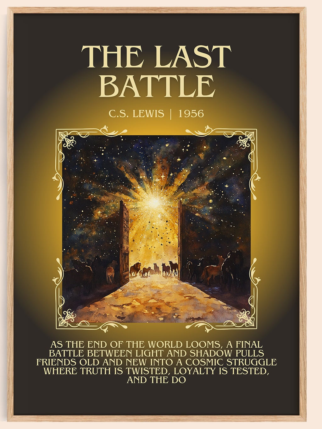 The Last Battle minimalist book poster by C. S. Lewis – framed literary art print