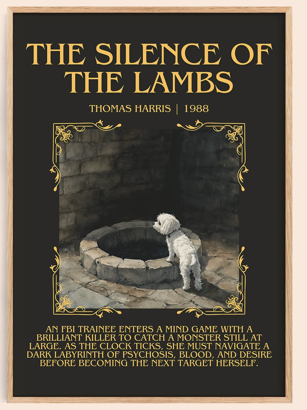 The Silence of the Lambs minimalist book poster by Thomas Harris – framed literary art print