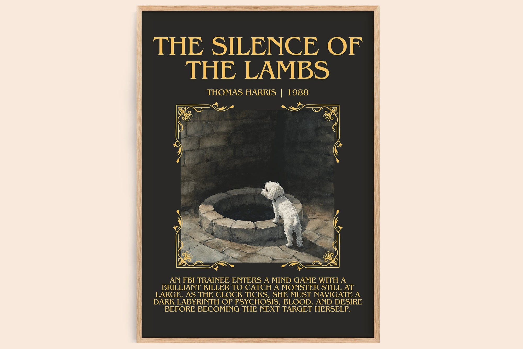 The Silence of the Lambs minimalist book poster by Thomas Harris – framed literary art print