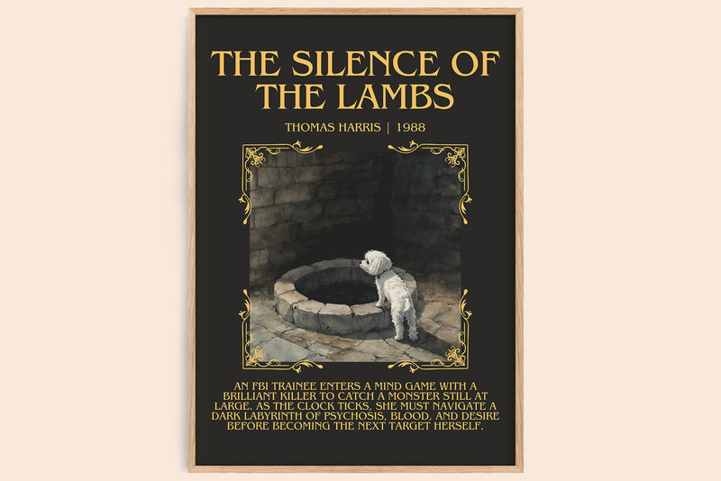 The Silence of the Lambs minimalist book poster by Thomas Harris – framed literary art print