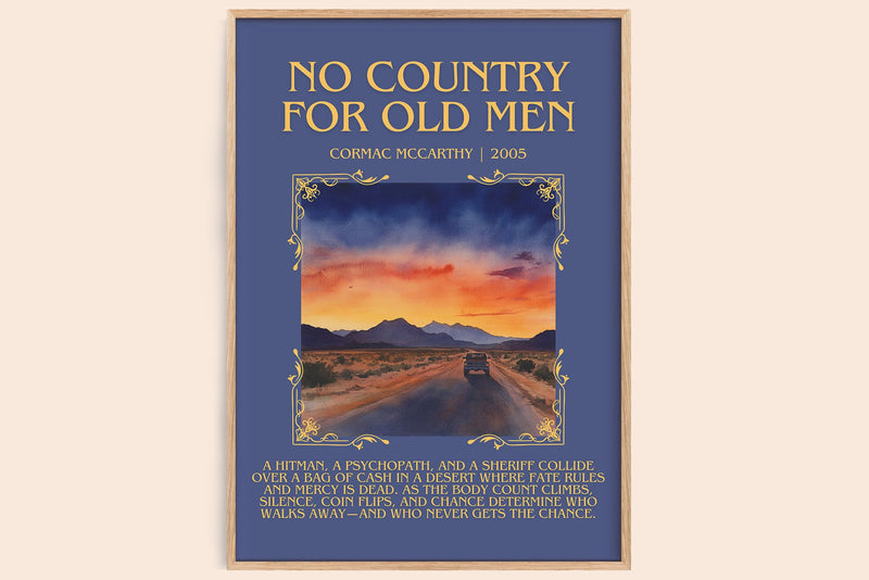 No Country For Old Men minimalist book poster by Cormac Mccarthy – framed literary art print