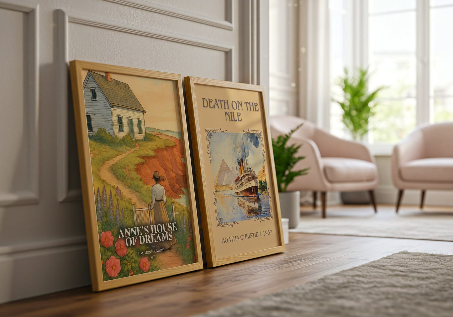 Anne'S House Of Dreams watercolour print framed by window – literary home decor