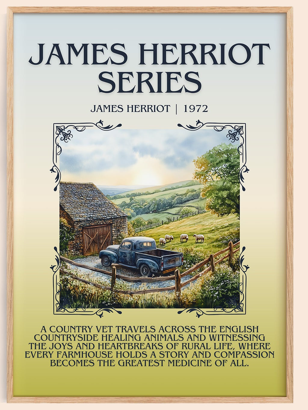 James Herriot Series minimalist book poster by James Herriot – framed literary art print