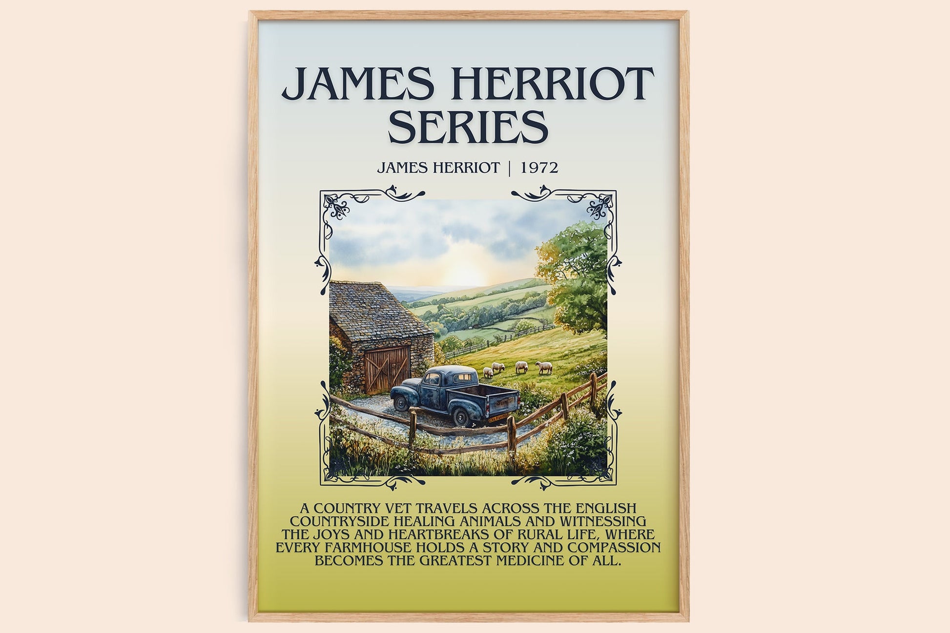 James Herriot Series minimalist book poster by James Herriot – framed literary art print