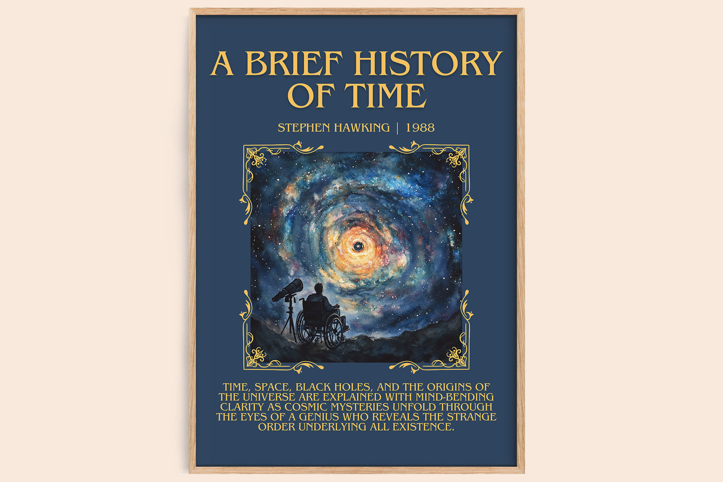 A Brief History of Time minimalist book poster by Stephen Hawking – framed literary art print