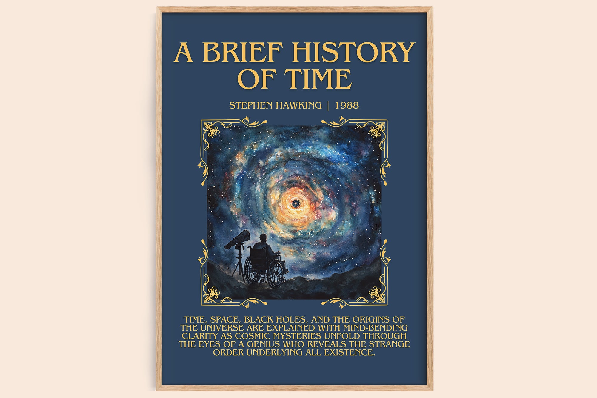 A Brief History of Time minimalist book poster by Stephen Hawking – framed literary art print