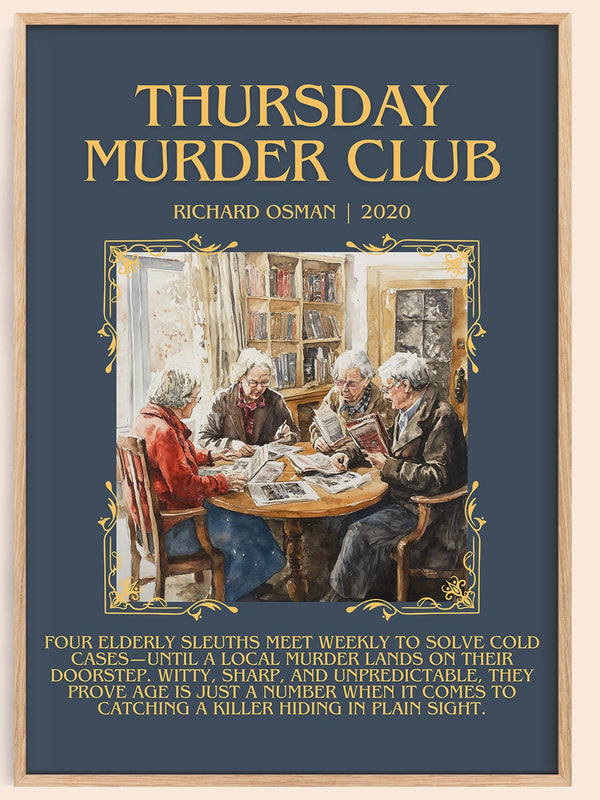 Thursday Murder Club minimalist book poster by Richard Osman – framed literary art print