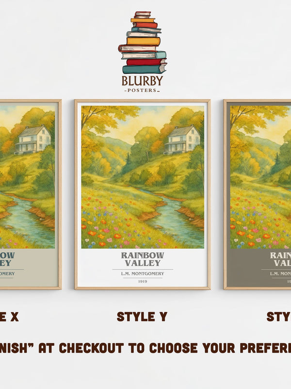 Rainbow Valley book cover print in frame leaning in hallway – childrens wall art