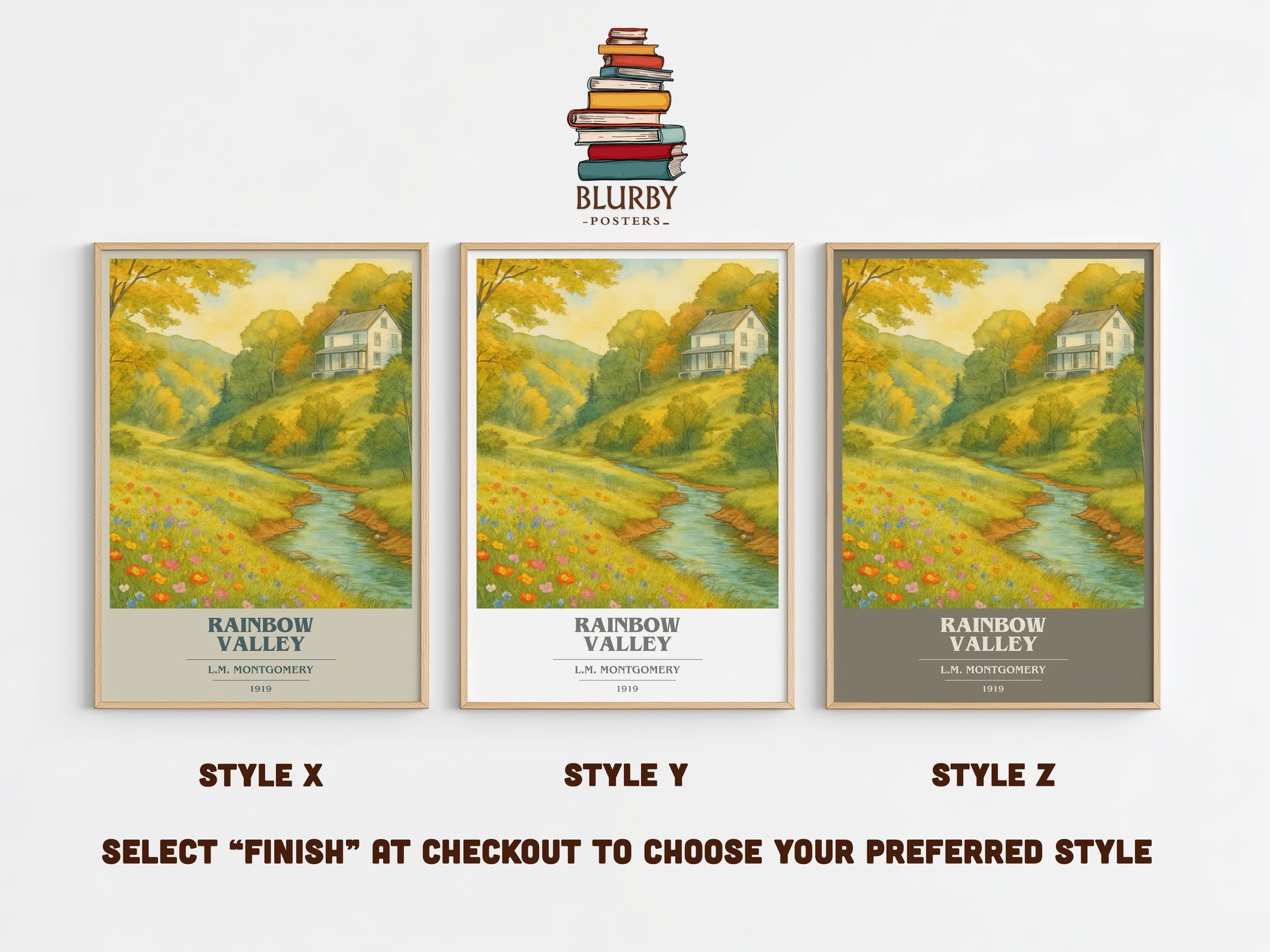 Rainbow Valley book cover print in frame leaning in hallway – childrens wall art