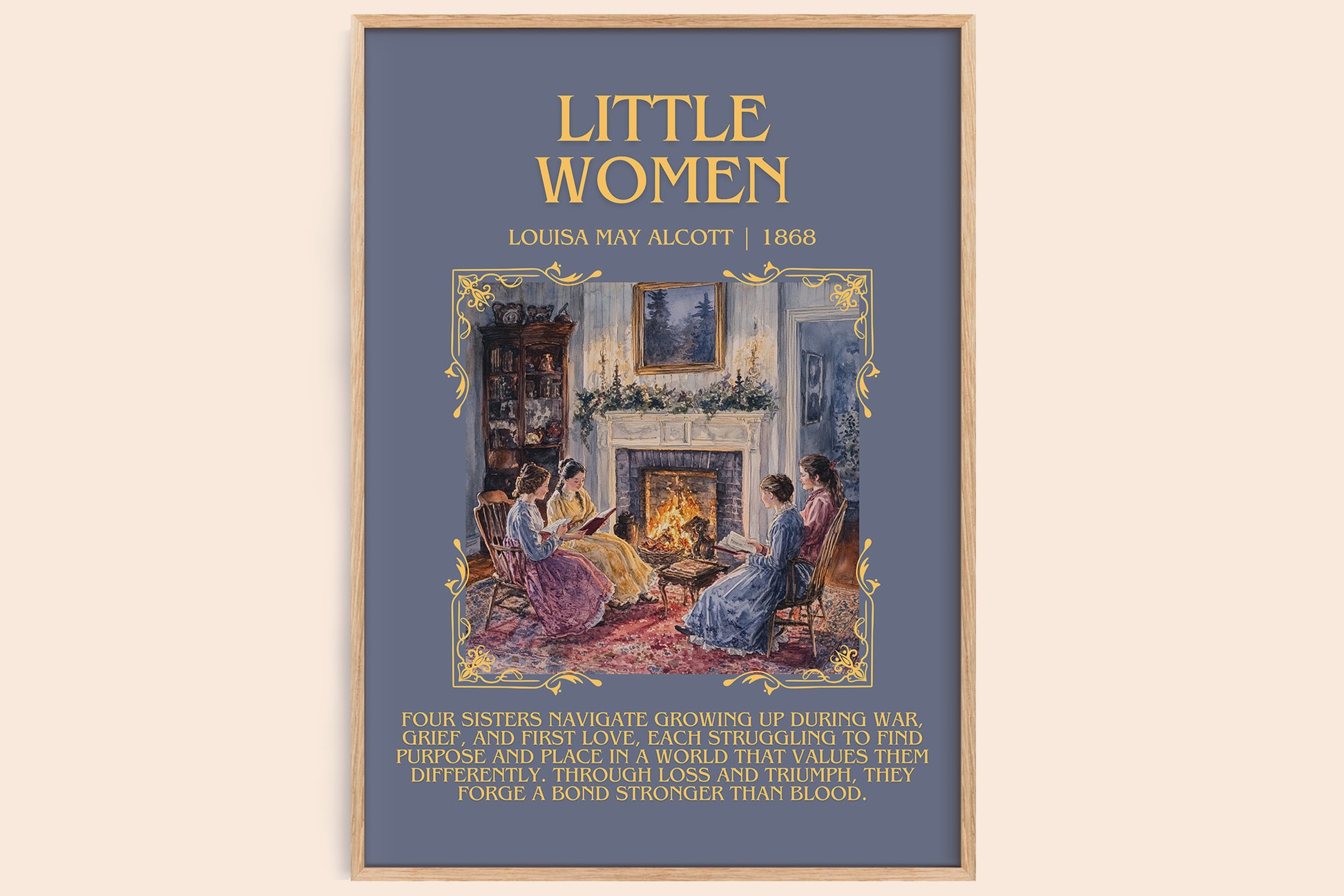 Little Women minimalist book poster by Louisa May Alcott – framed literary art print