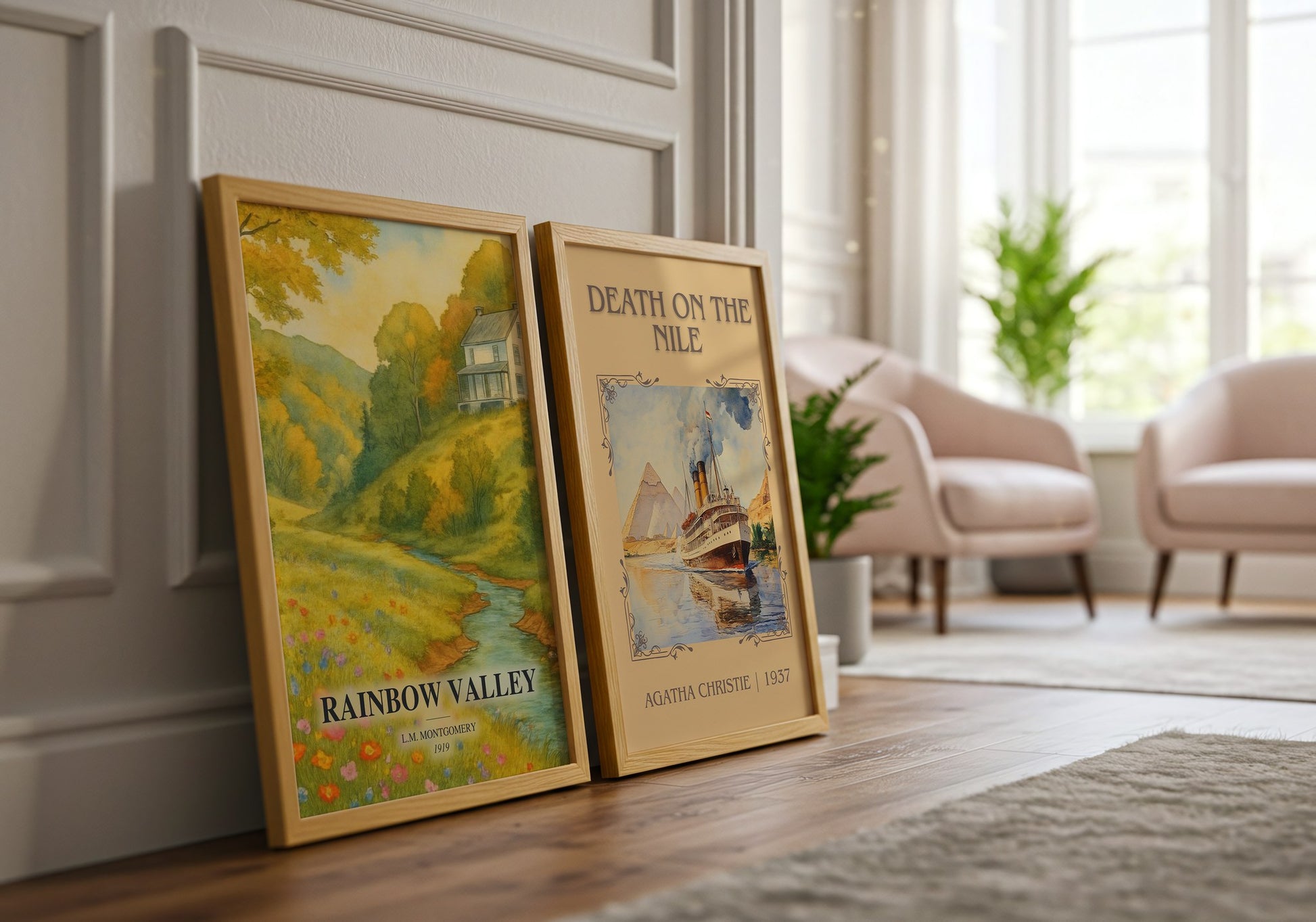 Rainbow Valley watercolour print framed by window – literary home decor