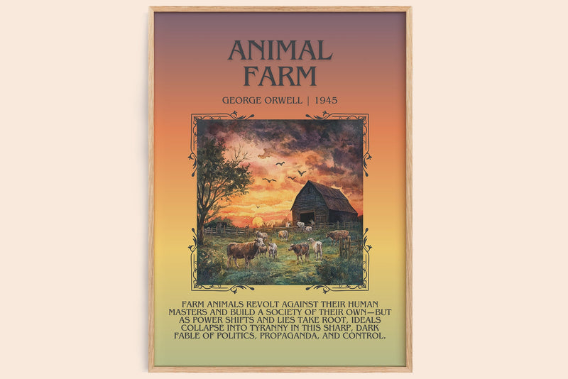 Animal Farm minimalist book poster by George Orwell – framed literary art print