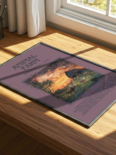 Animal Farm Minimalist Book Poster by George Orwell – print on a sunlit desk