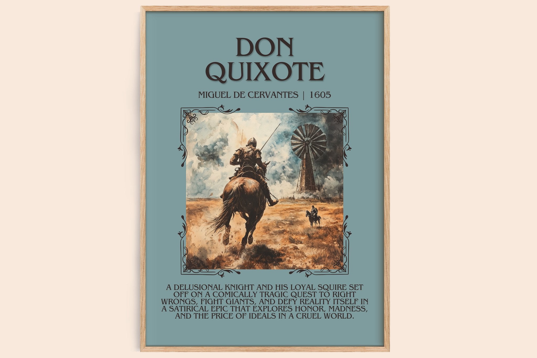 Don Quixote Minimalist Book Poster by Miguel De Cervantes