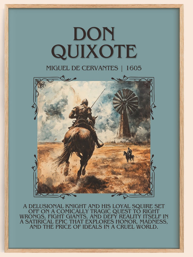Don Quixote Minimalist Book Poster by Miguel De Cervantes