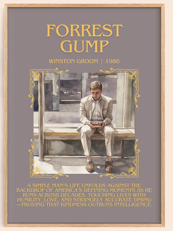 Forrest Gump minimalist book poster by Winston Groom – framed literary art print
