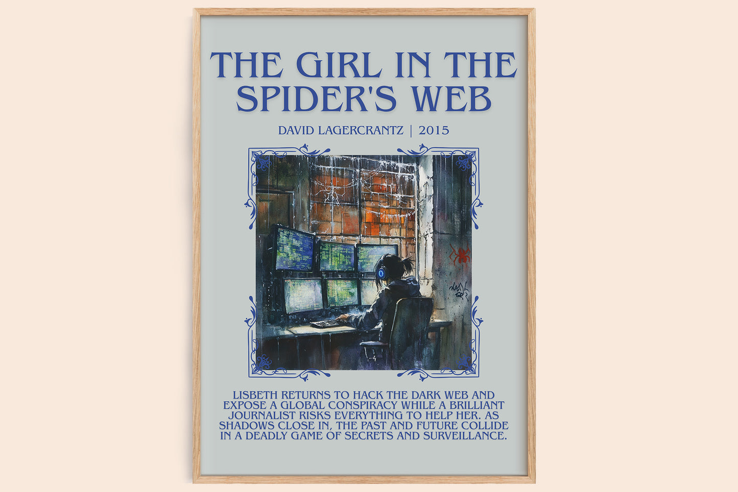 The Girl In The Spider's Web minimalist book poster by David Lagercrantz – framed literary art print