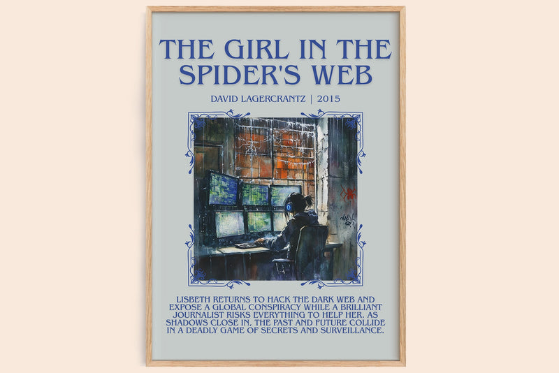 The Girl In The Spider's Web minimalist book poster by David Lagercrantz – framed literary art print