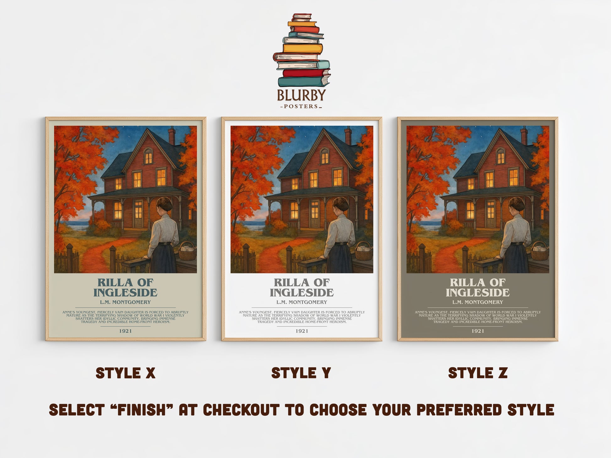 Rilla Of Ingleside bookish print in frame leaning in hallway – childrens wall art