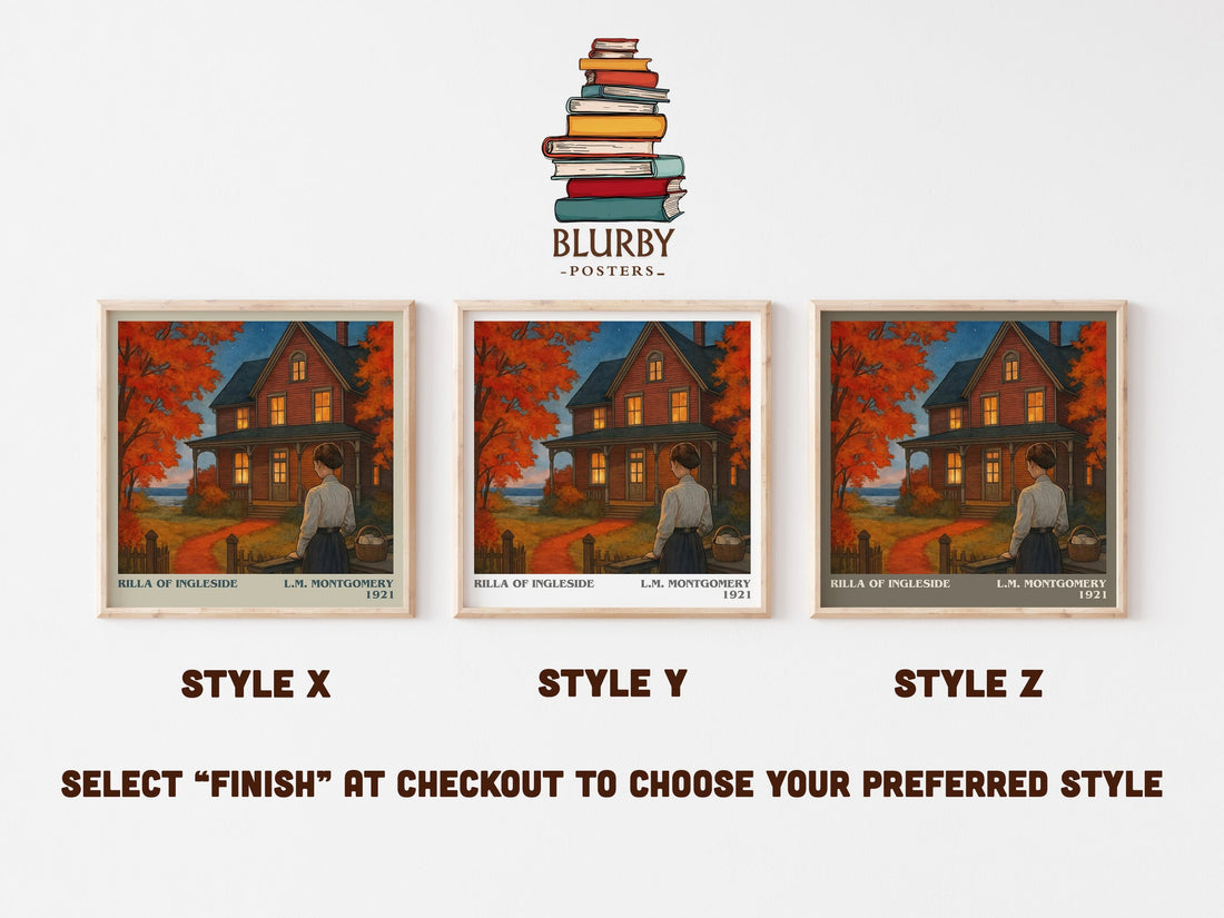 Rilla Of Ingleside literary print in frame leaning in hallway – childrens wall art (mockup)