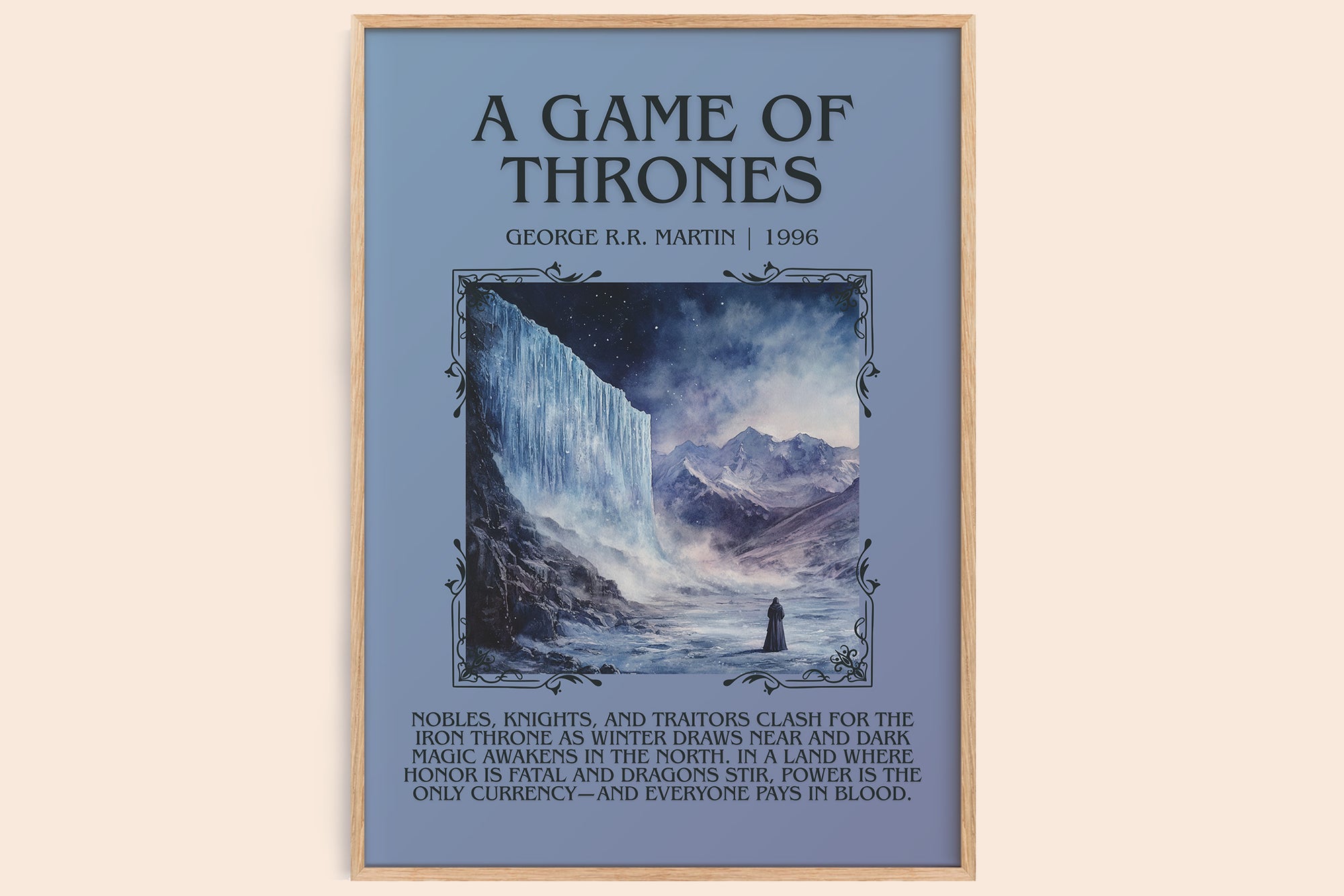 A Game Of Thrones minimalist book poster by George R.R. Martin – framed literary art print