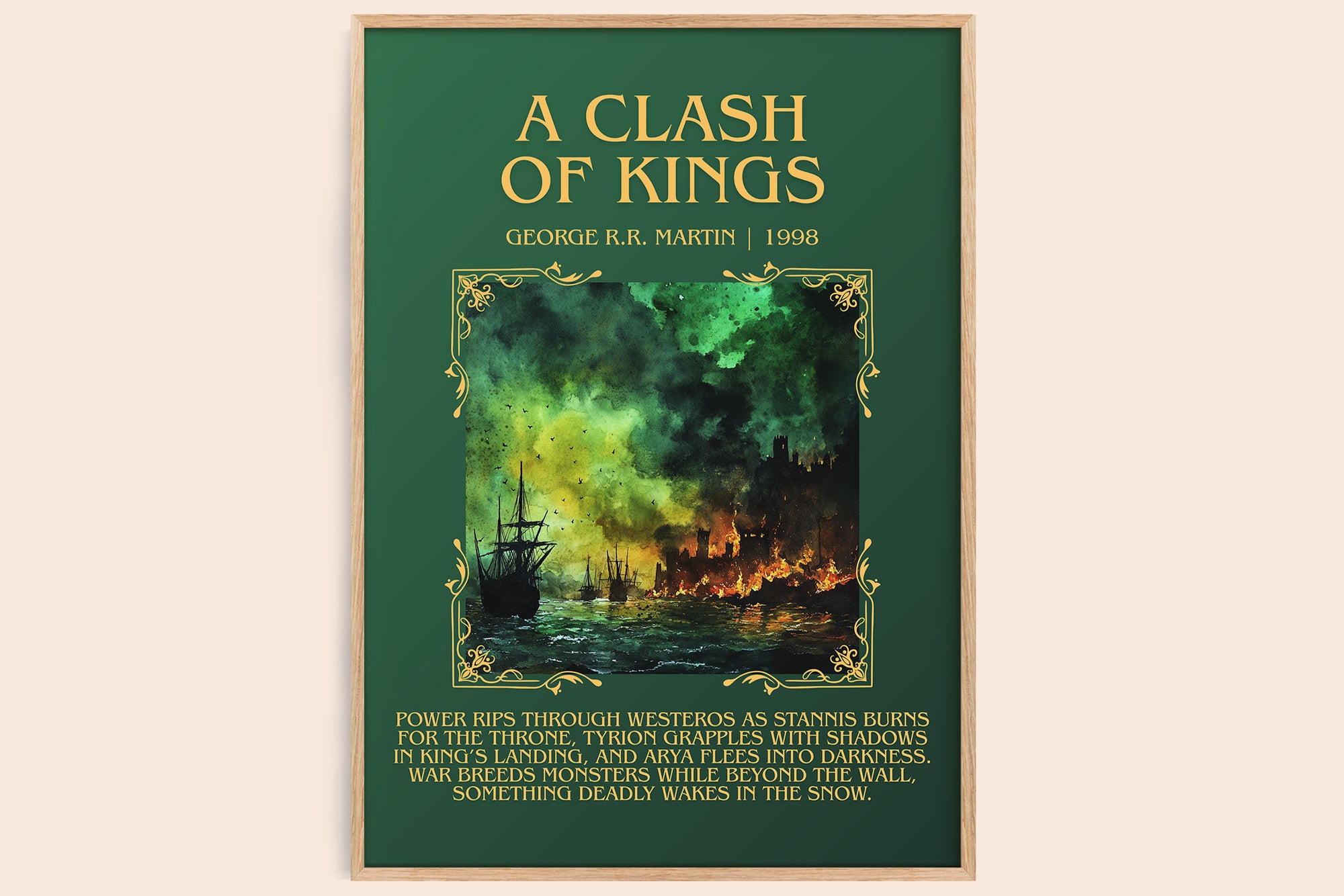 A Clash of Kings minimalist book poster by George R. R. Martin – framed literary art print