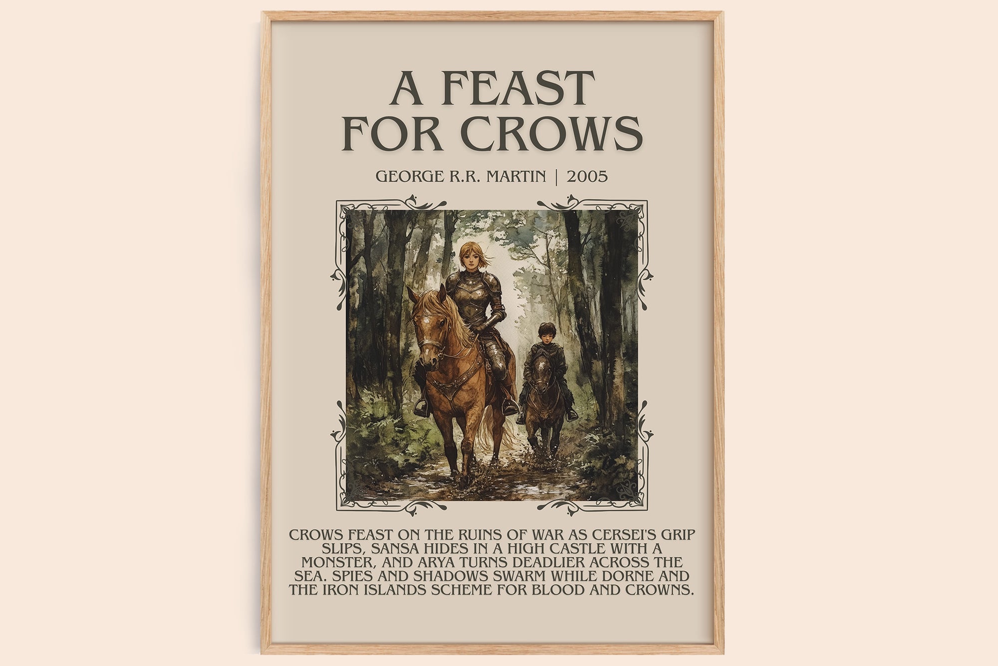 A Feast For Crows minimalist book poster by George R.R. Martin – framed literary art print