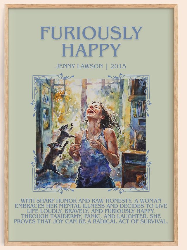 Furiously Happy Minimalist Book Poster by Jenny Lawson