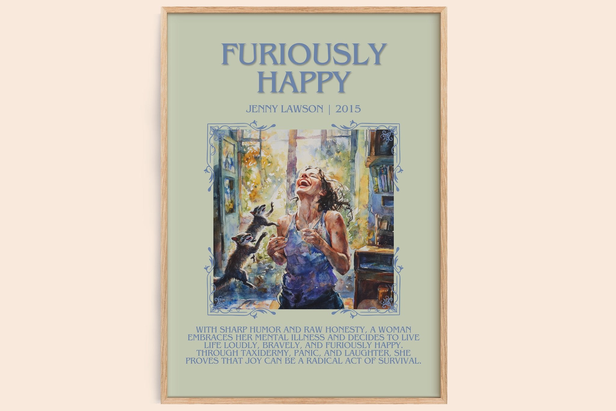 Furiously Happy Minimalist Book Poster by Jenny Lawson