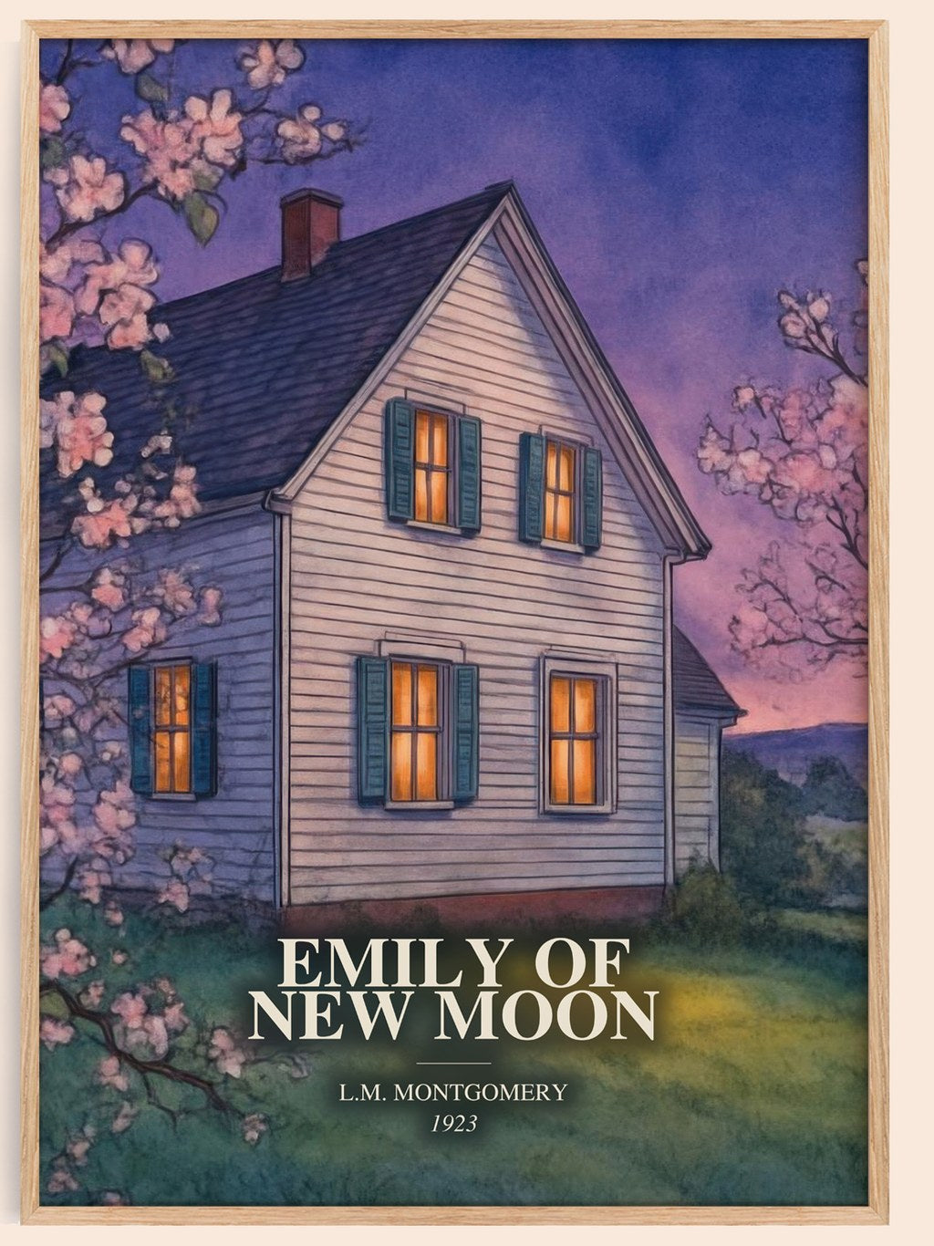 Emily Of New Moon watercolour book poster by L.M. Montgomery – framed literary art print