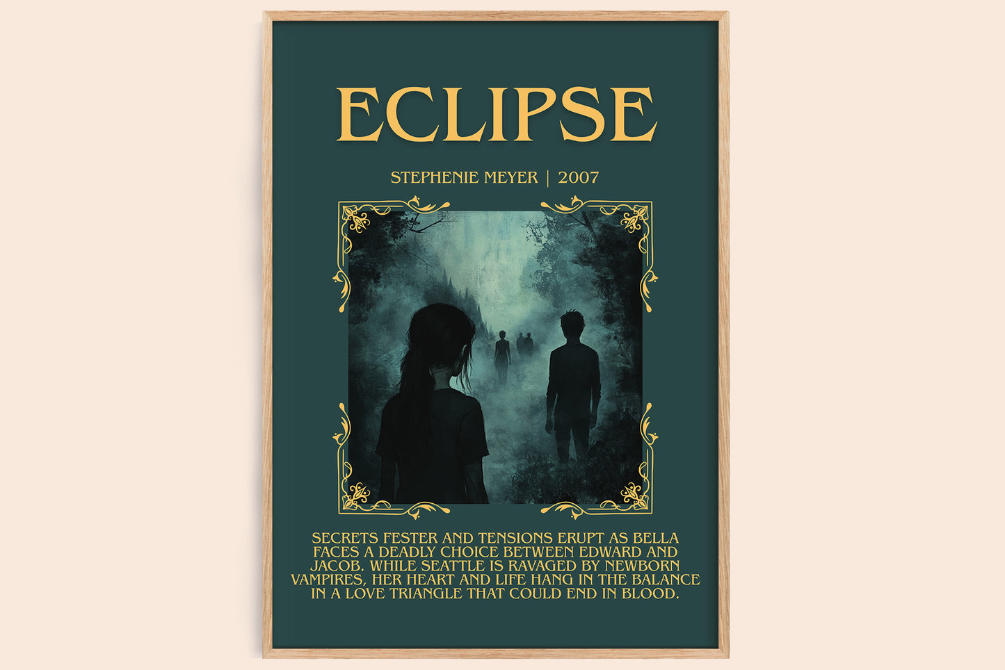 Eclipse minimalist book poster by Stephenie Meyer – framed literary art print