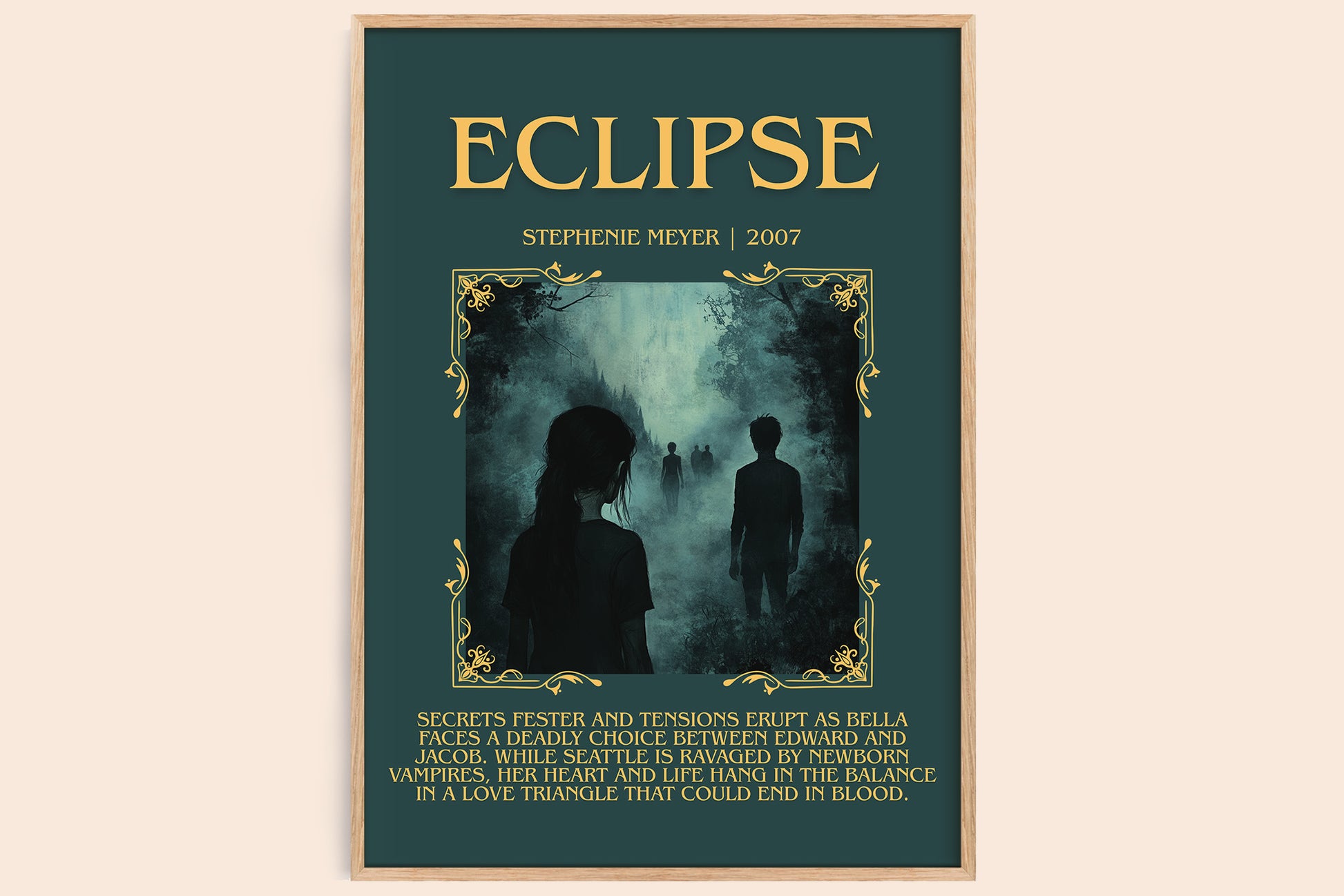 Eclipse minimalist book poster by Stephenie Meyer – framed literary art print