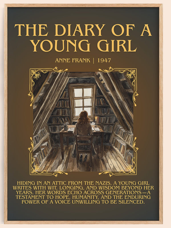 The Diary Of A Young Girl minimalist book poster by Anne Frank – framed literary art print