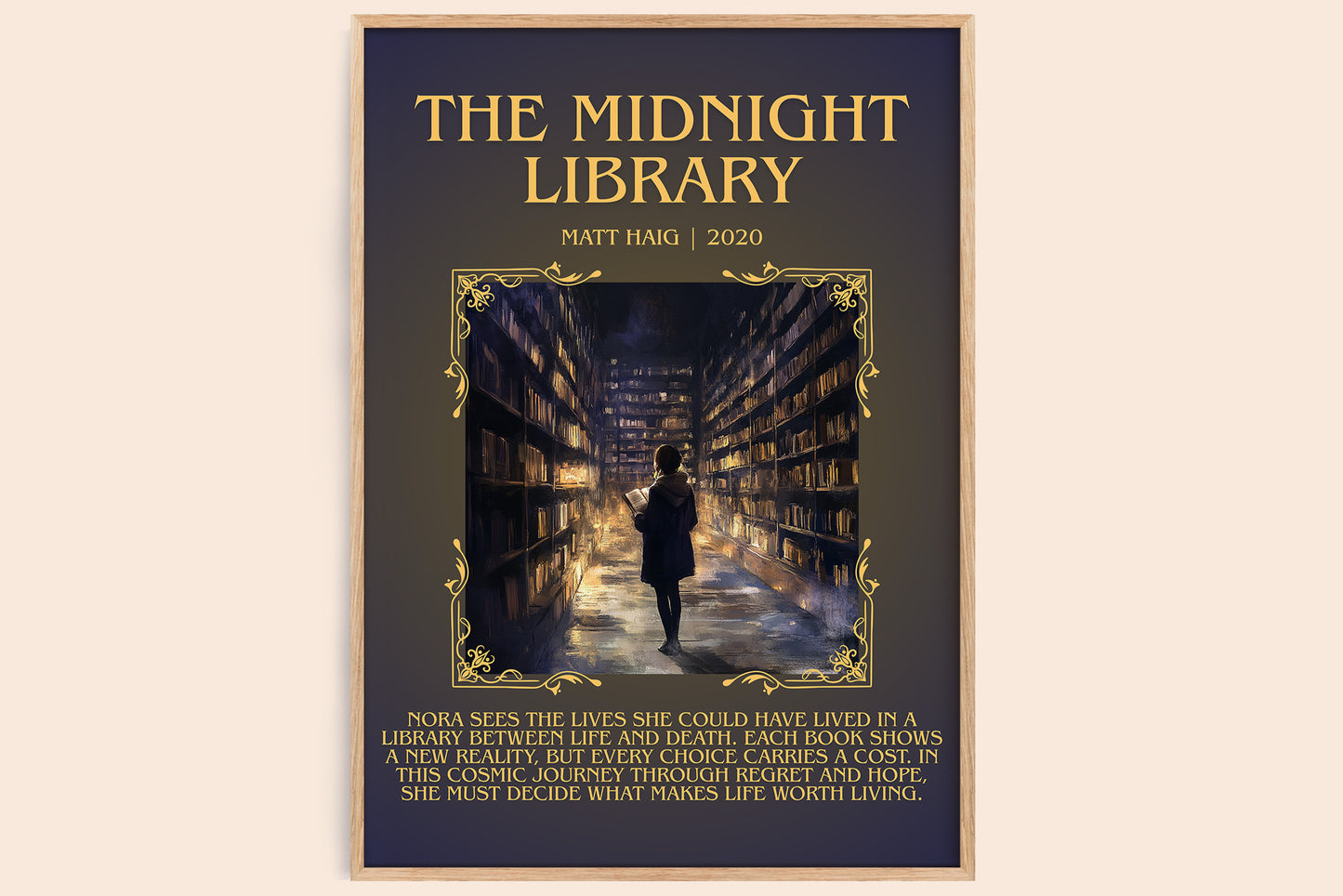The Midnight Library minimalist book poster by Matt Haig – framed literary art print