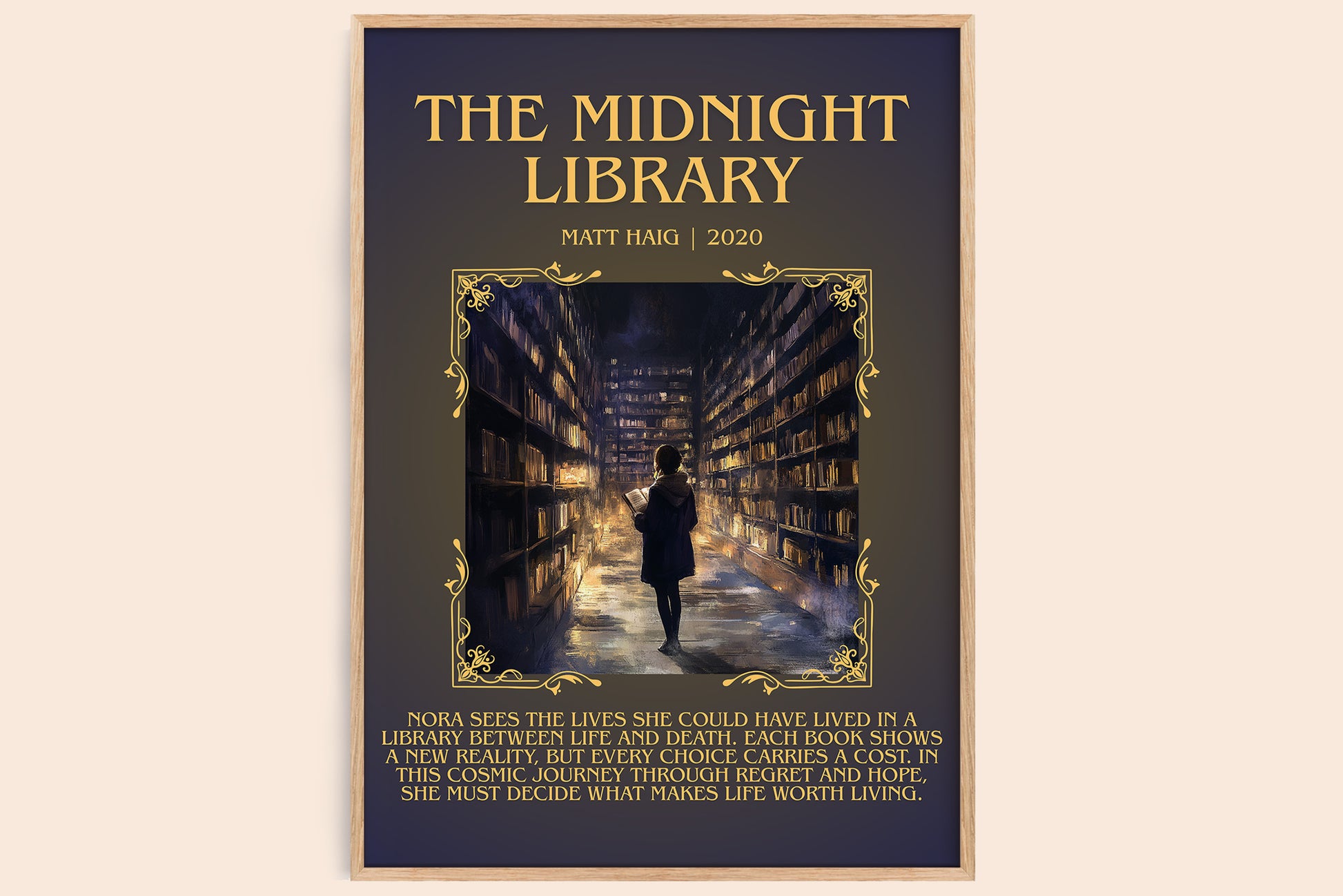 The Midnight Library minimalist book poster by Matt Haig – framed literary art print