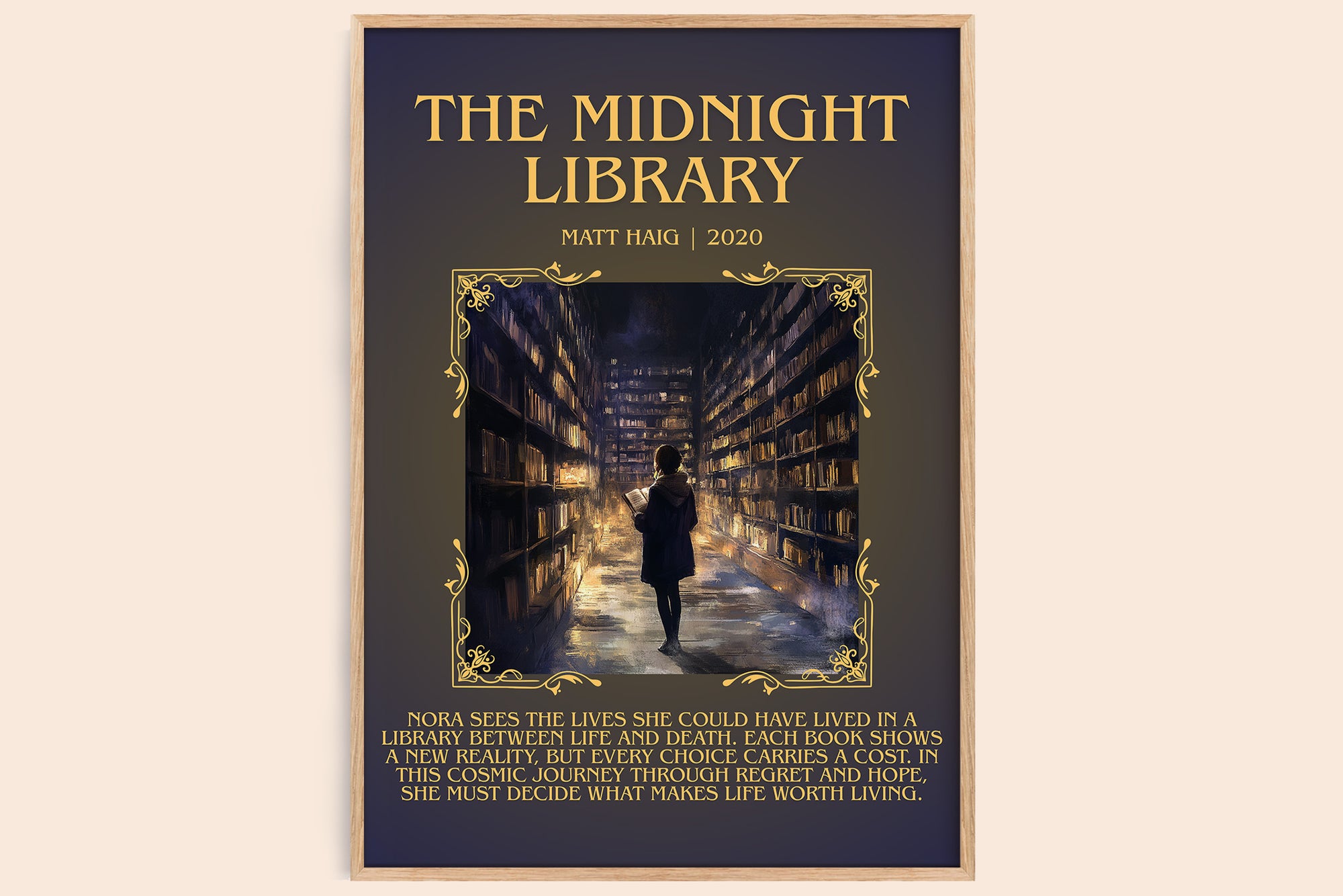 The Midnight Library minimalist book poster by Matt Haig – framed literary art print