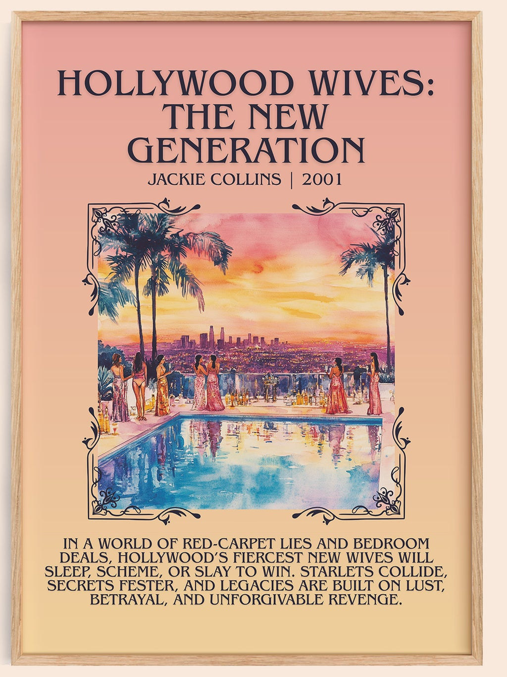 Hollywood Wives: The New Generation minimalist book poster by Jackie Collins – framed literary art print